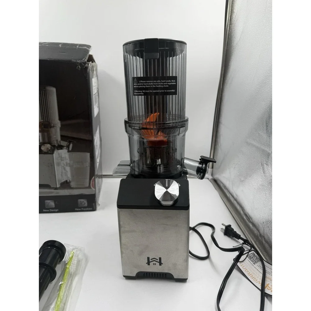 Cold Press Juicer, Wide Feed Chute Juicer Machines, Stainless Steel Slow Mast...